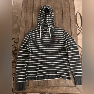 Polo Waffle Knit Long Sleeve Hoodie Size Medium